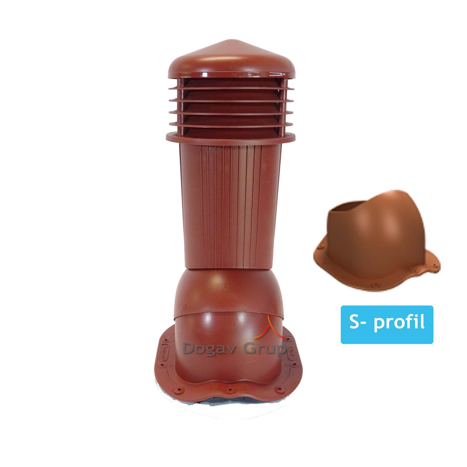 Coș ventilare țiglă metalică Profil S Ø 125 rosu 3009