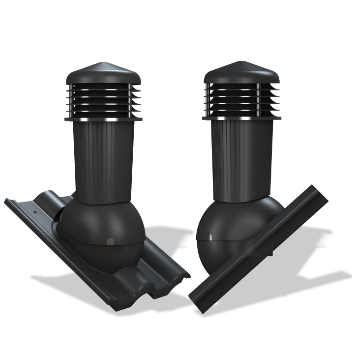 Coș ventilare țiglă Bramac Alpina Ø 125 mm negru 9005