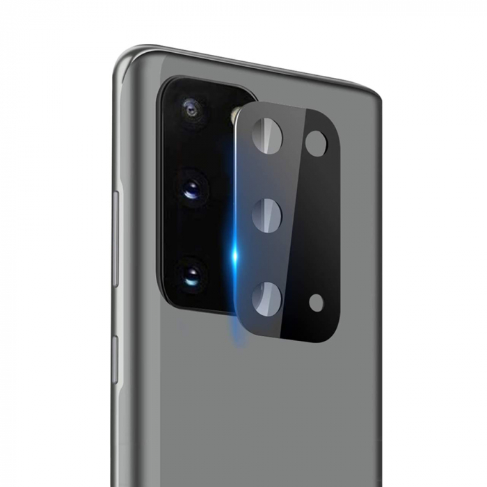 Folie sticla camera Samsung Galaxy S20, Lito Metal Camera Glass, Negru/Transparent [2]