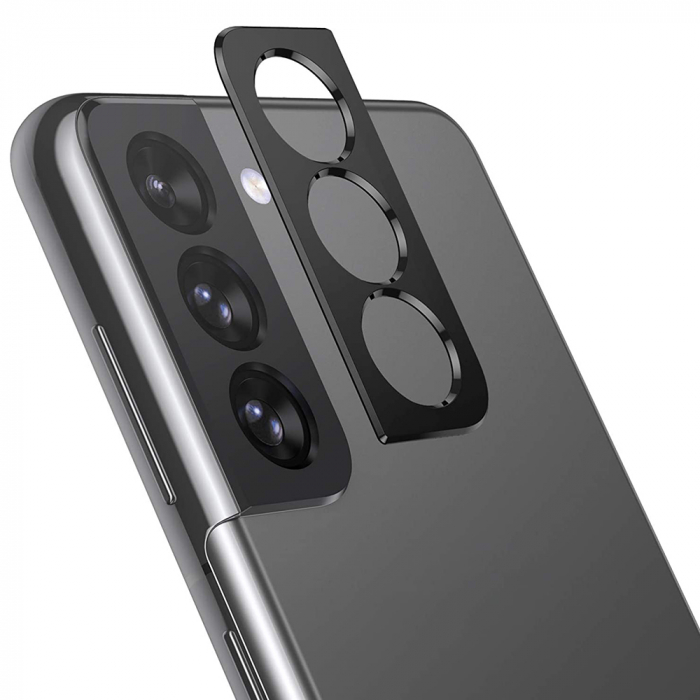 Folie sticla camera Samsung Galaxy S21 Plus, Lito Metal Camera Glass, Negru/Transparent [2]