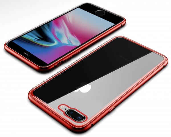 Husa 360 Magnetic Glass (sticla fata + spate) pentru iPhone 8 Plus, Red [3]