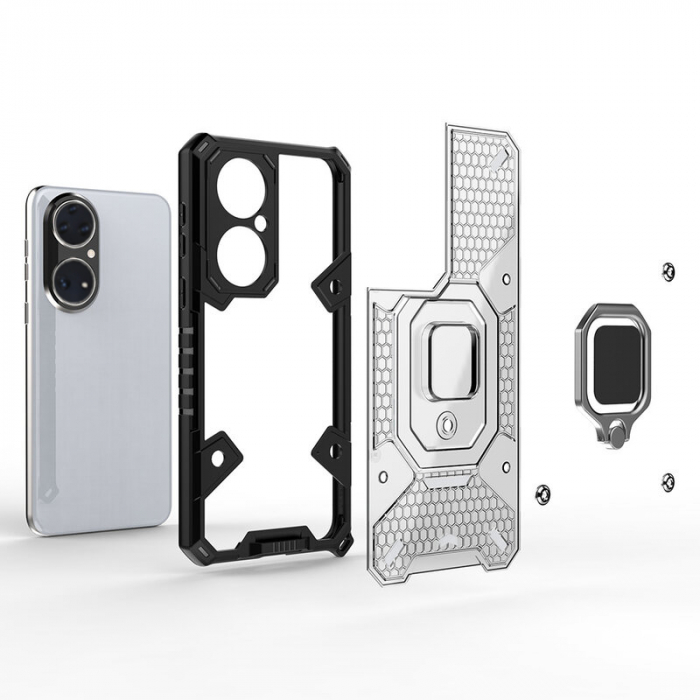 Husa antisoc Huawei P50 Pro, Honeycomb Armor, Negru [3]