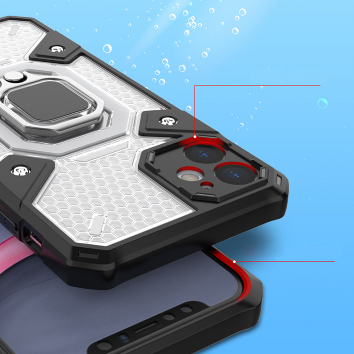 Husa antisoc iPhone 12,  Honeycomb Armor, Negru [3]