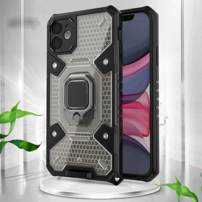 Husa antisoc iPhone 12,  Honeycomb Armor, Negru [2]