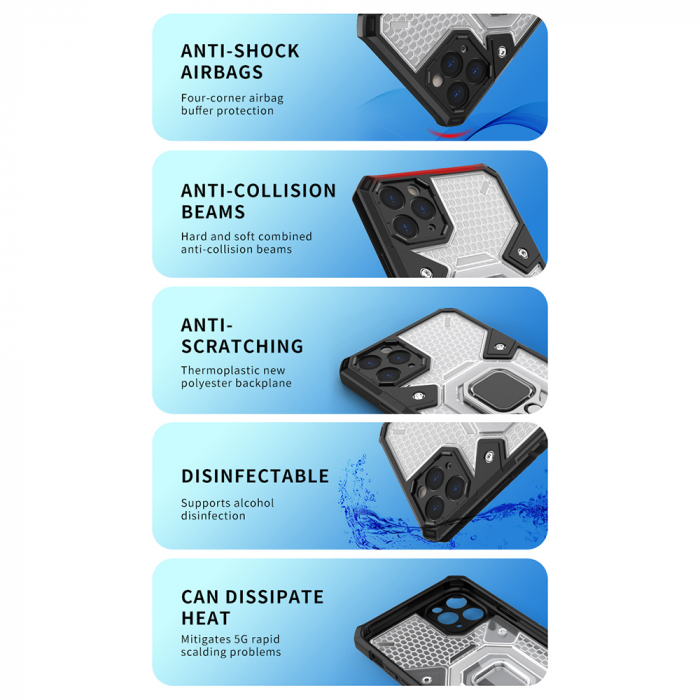 Husa antisoc iPhone 12 Pro Max, Honeycomb Armor, Albastru [7]