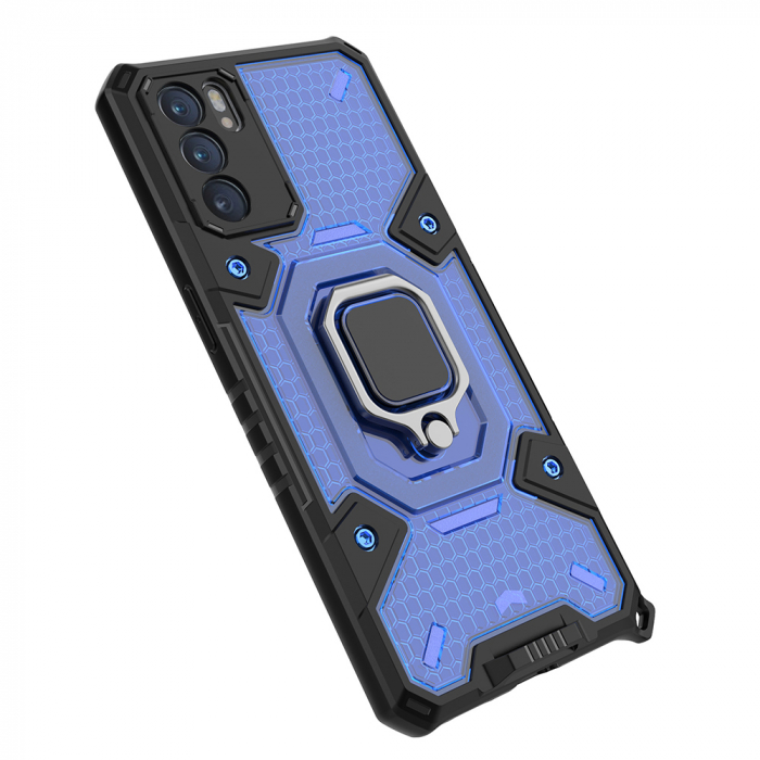 Husa antisoc OPPO Reno6 5G, Honeycomb Armor, Albastru [4]