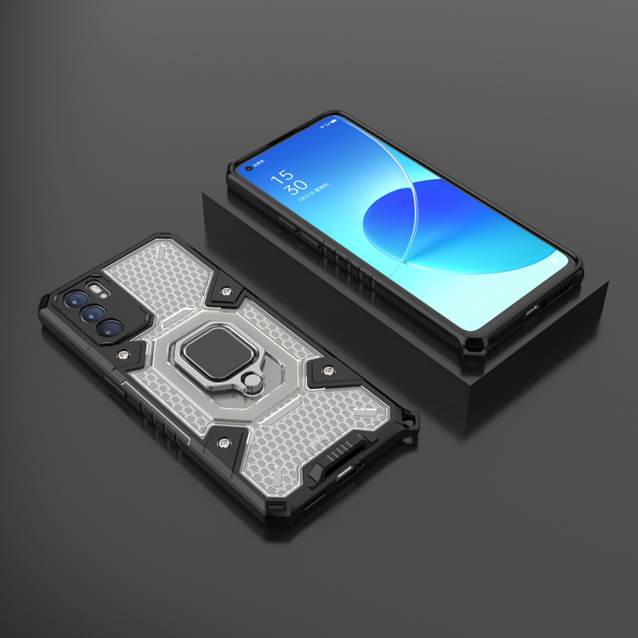 Husa antisoc OPPO Reno6 5G, Honeycomb Armor, Negru [3]