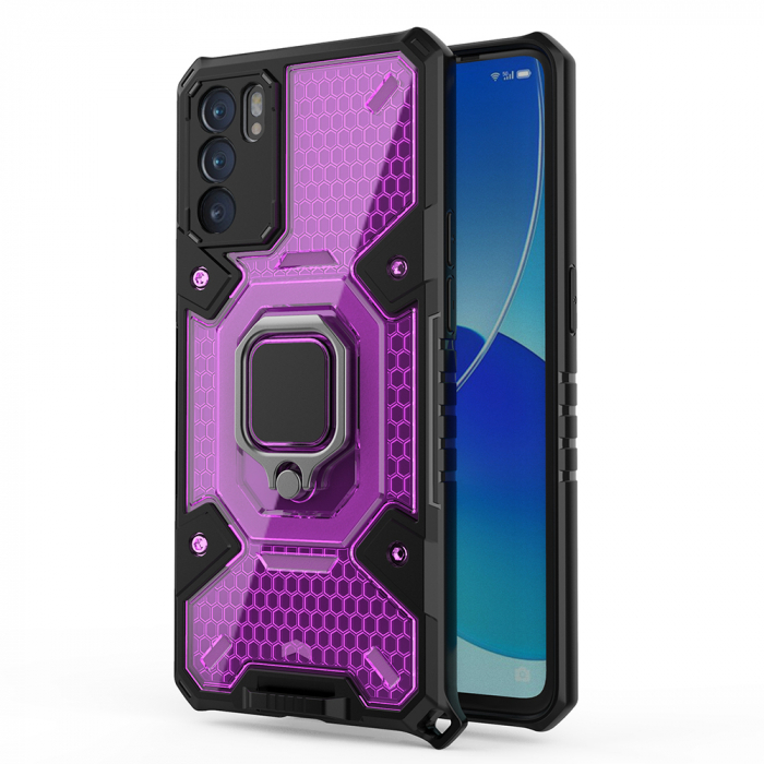 Husa antisoc OPPO Reno6 5G,  Honeycomb Armor, Rose Violet [2]