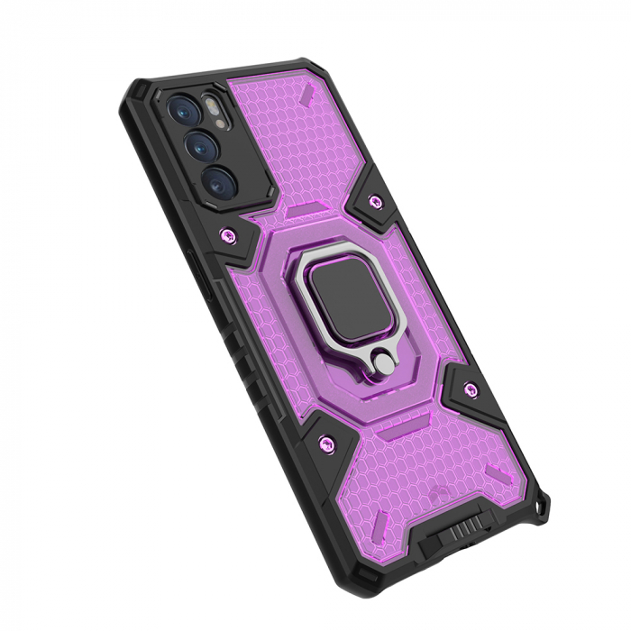 Husa antisoc OPPO Reno6 5G,  Honeycomb Armor, Rose Violet [3]