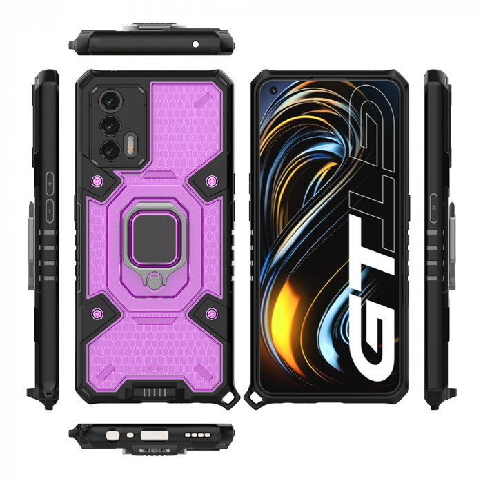 Husa antisoc Realme GT 5G,  Honeycomb Armor, Rose Violet [6]