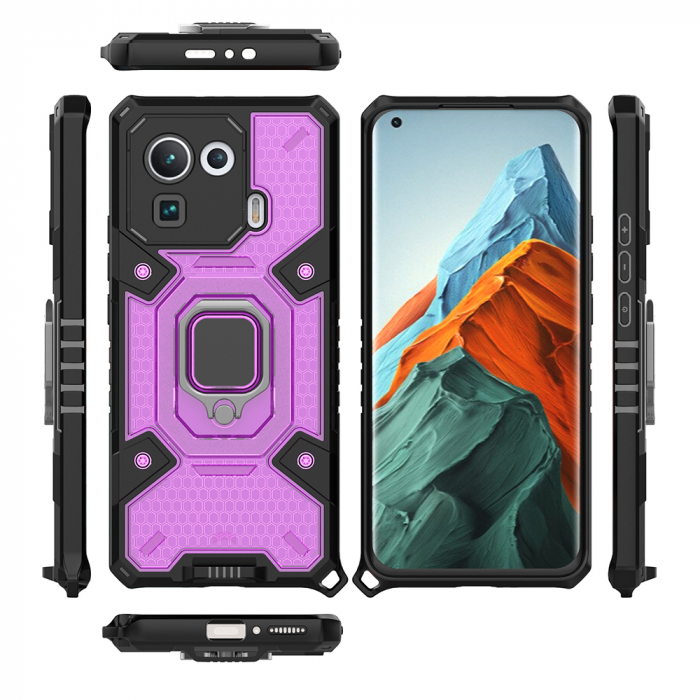 Husa antisoc Xiaomi Mi 11 Pro, Honeycomb Armor, Rose Violet [6]