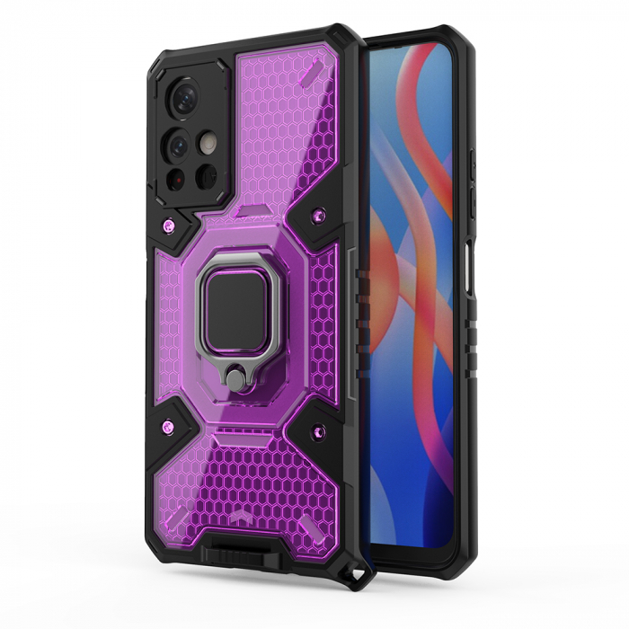 Husa antisoc Xiaomi Poco M4 Pro 5G, Honeycomb Armor, Rose Violet [3]