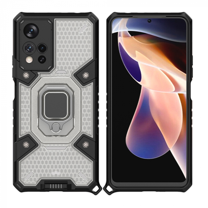 Husa antisoc Xiaomi Redmi Note 11 Pro+ 5G, Honeycomb Armor, Negru [2]