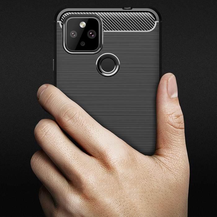 Husa Carbon Silicone pentru Google Pixel 4A 5G, Negru [6]