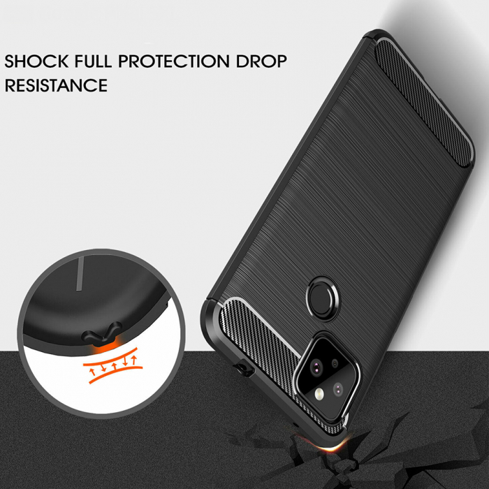 Husa Carbon Silicone pentru Google Pixel 5, Negru [3]