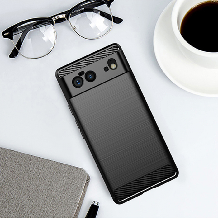 Husa Carbon Silicone pentru Google Pixel 6, Negru [7]