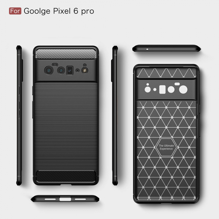 Husa Carbon Silicone pentru Google Pixel 6 Pro, Negru [7]