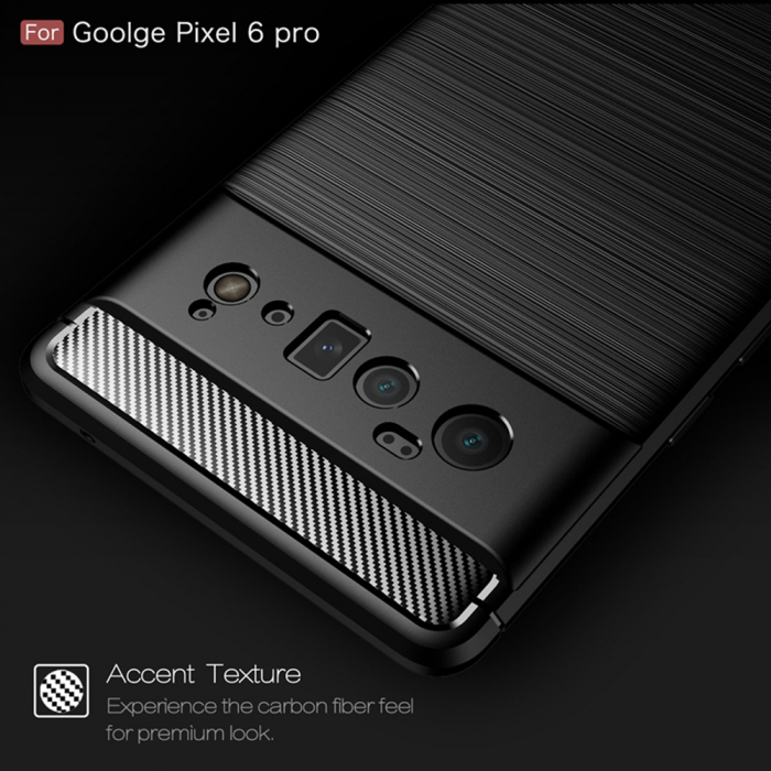 Husa Carbon Silicone pentru Google Pixel 6 Pro, Negru [6]