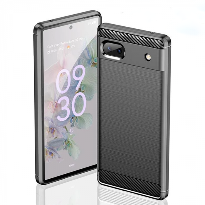 Husa Carbon Silicone pentru Google Pixel 6A, Negru [2]