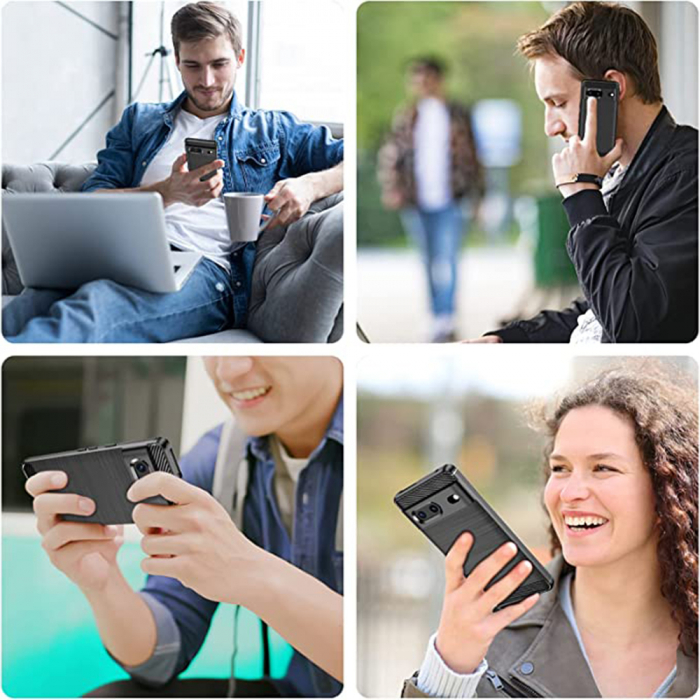 Husa Carbon Silicone pentru Google Pixel 7, Negru [6]