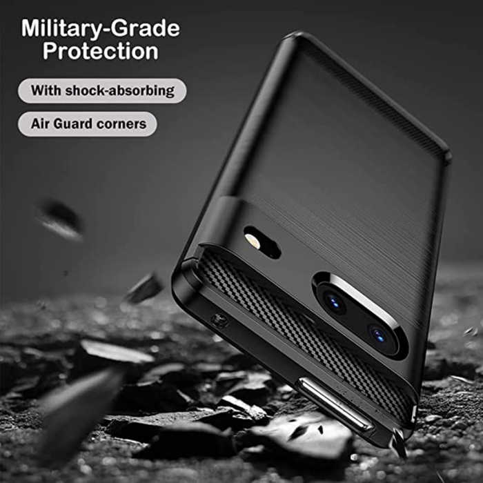 Husa Carbon Silicone pentru Google Pixel 7, Negru [3]
