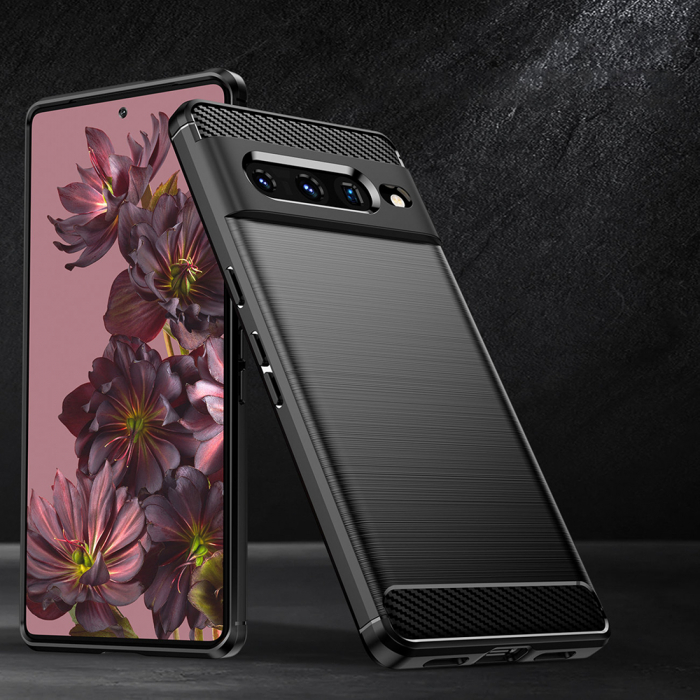 Husa Carbon Silicone pentru Google Pixel 7 Pro, Negru [3]