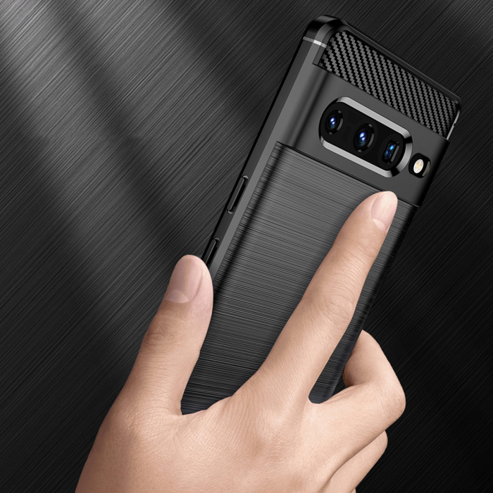Husa Carbon Silicone pentru Google Pixel 7 Pro, Negru [5]