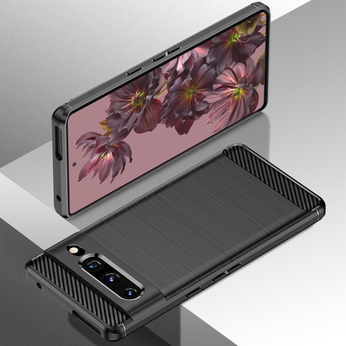 Husa Carbon Silicone pentru Google Pixel 7 Pro, Negru [2]