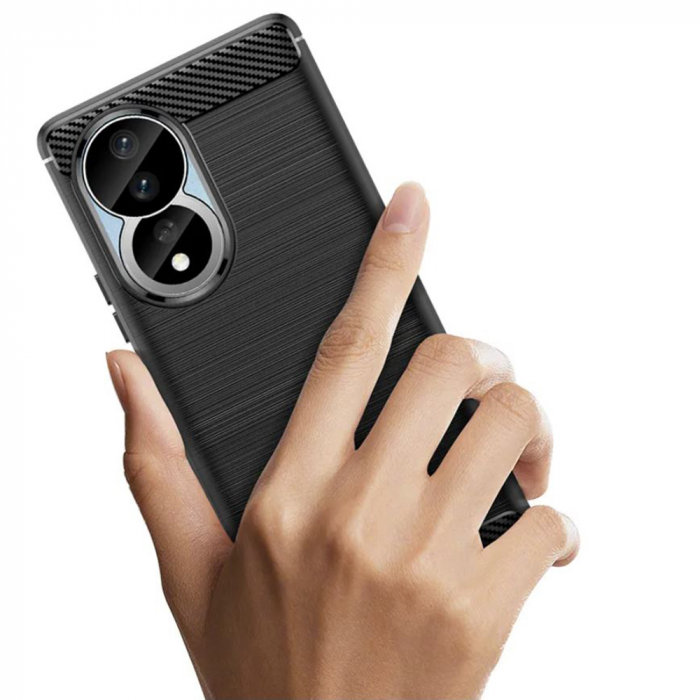 Husa Carbon Silicone pentru Honor 90, Negru [4]