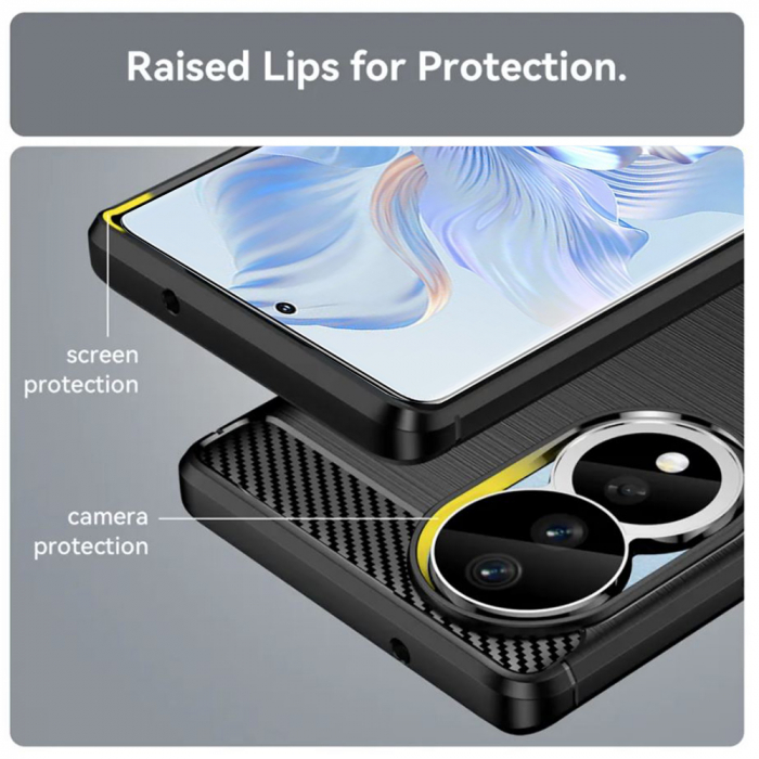 Husa Carbon Silicone pentru Honor 90, Negru [7]