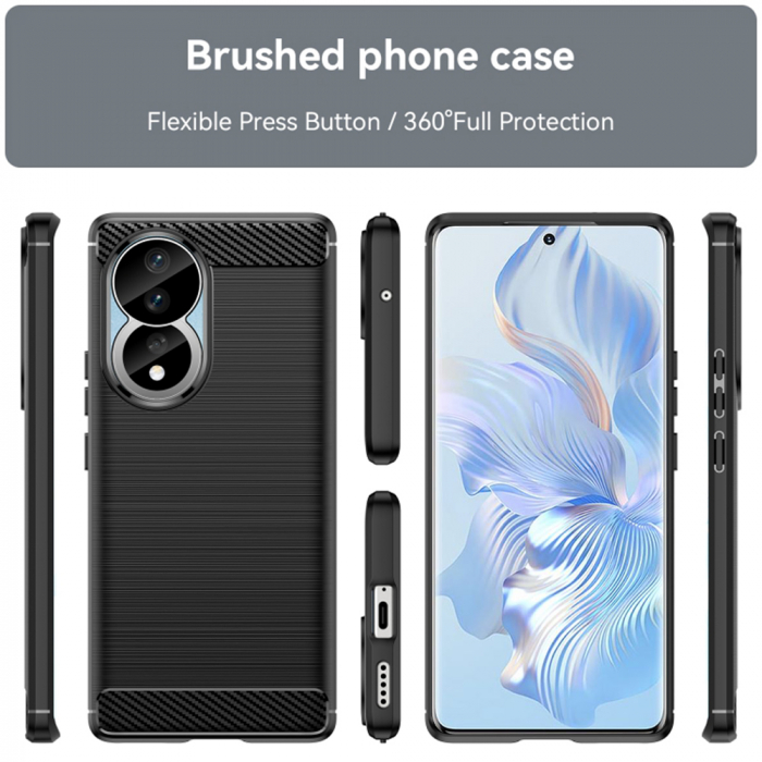 Husa Carbon Silicone pentru Honor 90, Negru [2]