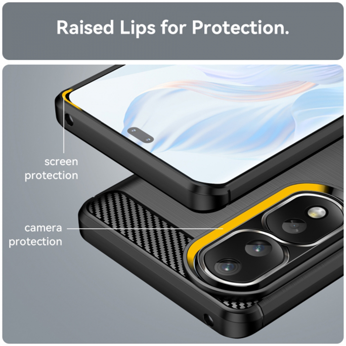 Husa Carbon Silicone pentru Honor 90 Pro, Negru [5]