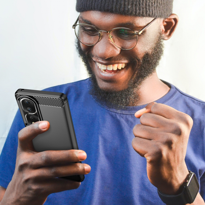 Husa Carbon Silicone pentru Honor 90 Pro, Negru [7]