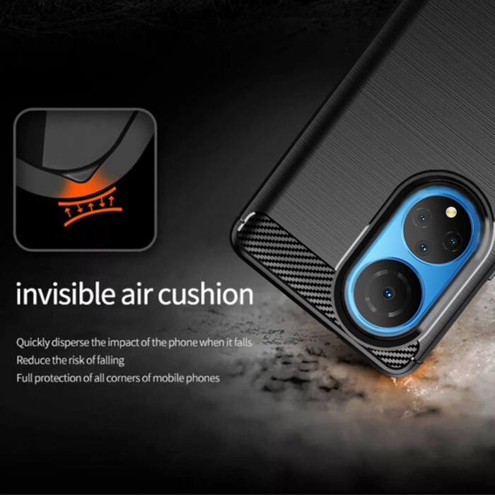 Husa Carbon Silicone pentru Honor X7, Negru [3]