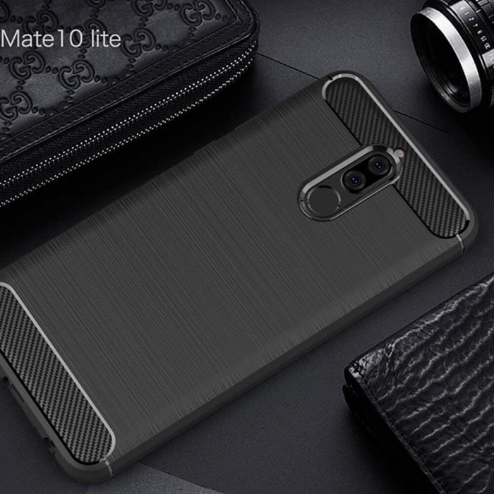Husa Carbon Silicone pentru Huawei Mate 10 Lite, Negru [2]