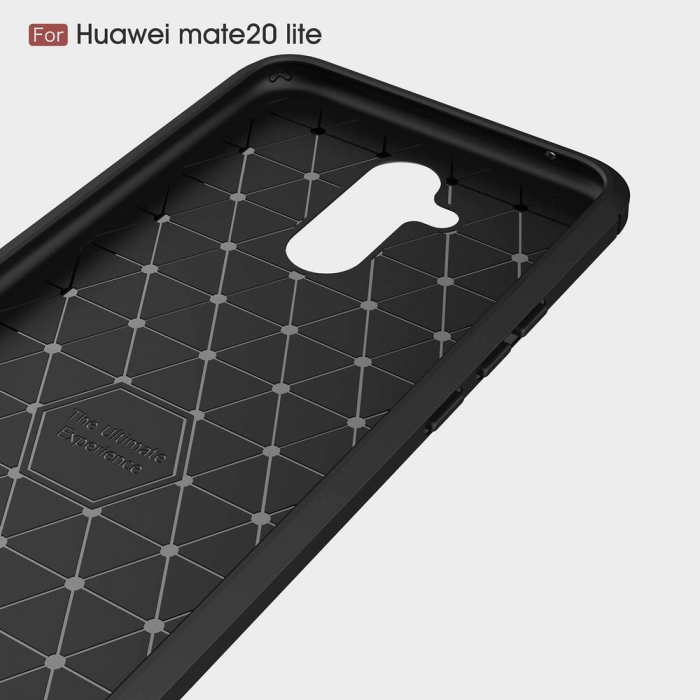 Husa Carbon Silicone pentru Huawei Mate 20 Lite, Negru [5]