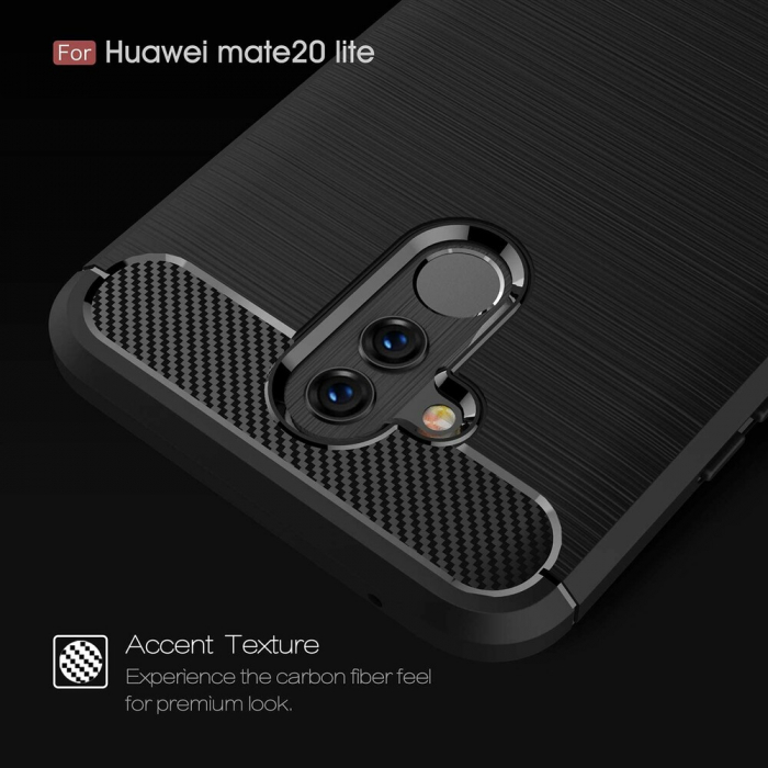 Husa Carbon Silicone pentru Huawei Mate 20 Lite, Negru [7]