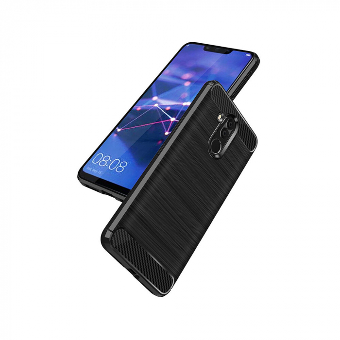 Husa Carbon Silicone pentru Huawei Mate 20 Lite, Negru [4]