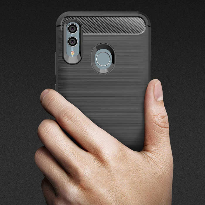 Husa Carbon Silicone pentru Huawei P Smart (2019), Negru [2]