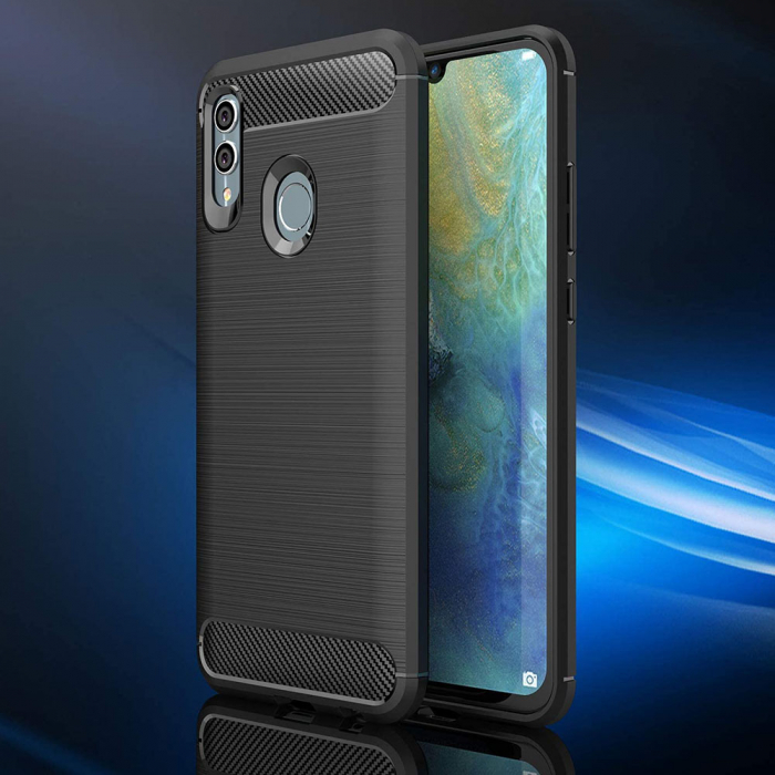 Husa Carbon Silicone pentru Huawei P Smart (2019), Negru [6]