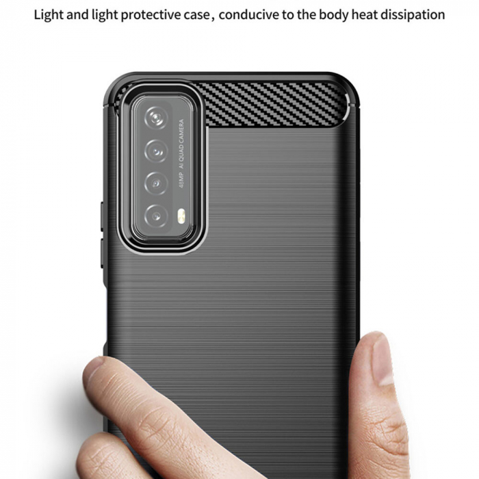 Husa Carbon Silicone pentru Huawei P Smart (2021), Negru [2]