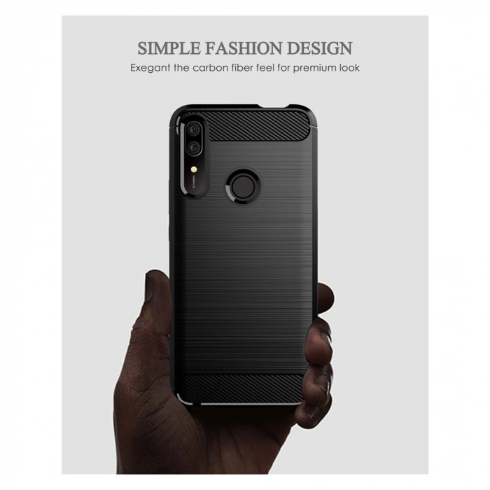 Husa Carbon Silicone pentru Huawei P Smart Z, Negru [7]