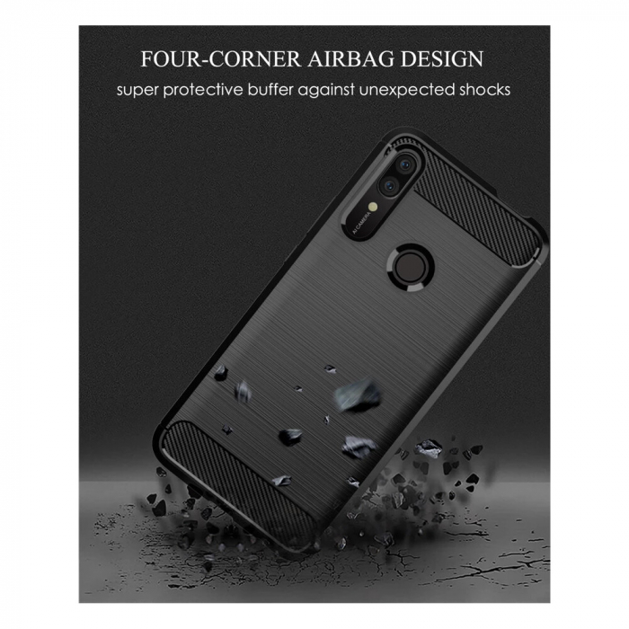 Husa Carbon Silicone pentru Huawei P Smart Z, Negru [2]