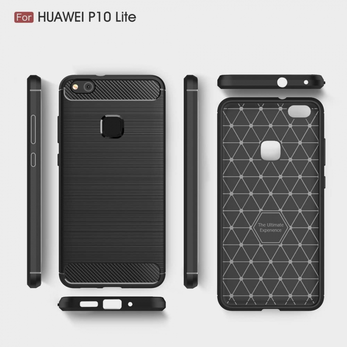 Husa Carbon Silicone pentru Huawei P10 Lite, Negru [7]