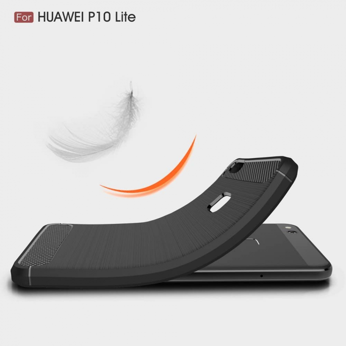 Husa Carbon Silicone pentru Huawei P10 Lite, Negru [3]