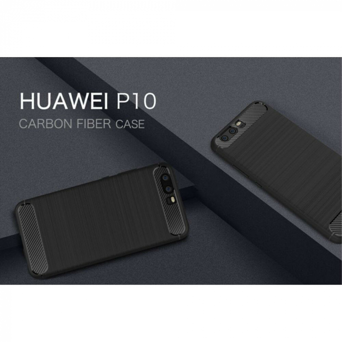 Husa Carbon Silicone pentru Huawei P10, Negru [7]