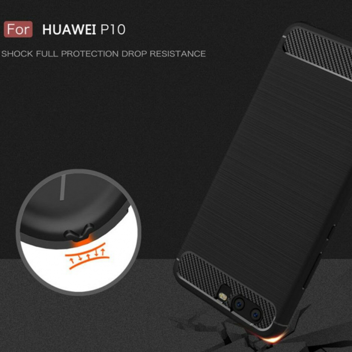 Husa Carbon Silicone pentru Huawei P10, Negru [4]