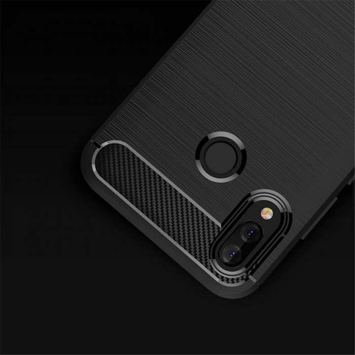 Husa Carbon Silicone pentru Huawei P20 Lite, Negru [6]