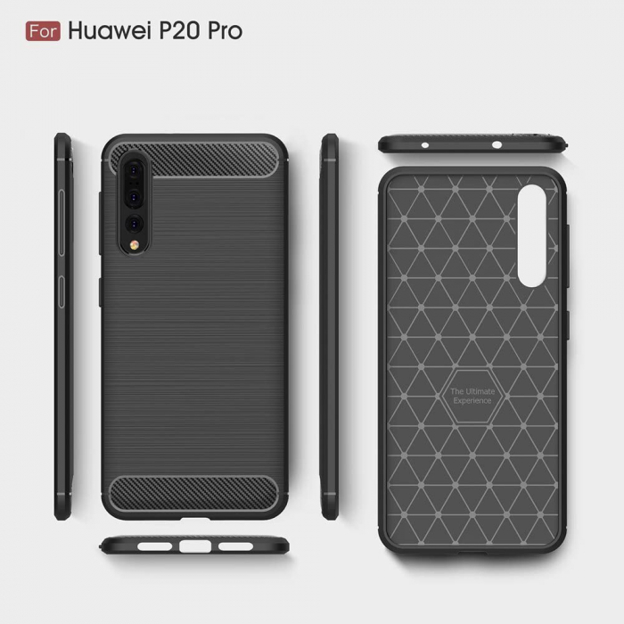 Husa Carbon Silicone pentru Huawei P20 Pro, Negru [5]