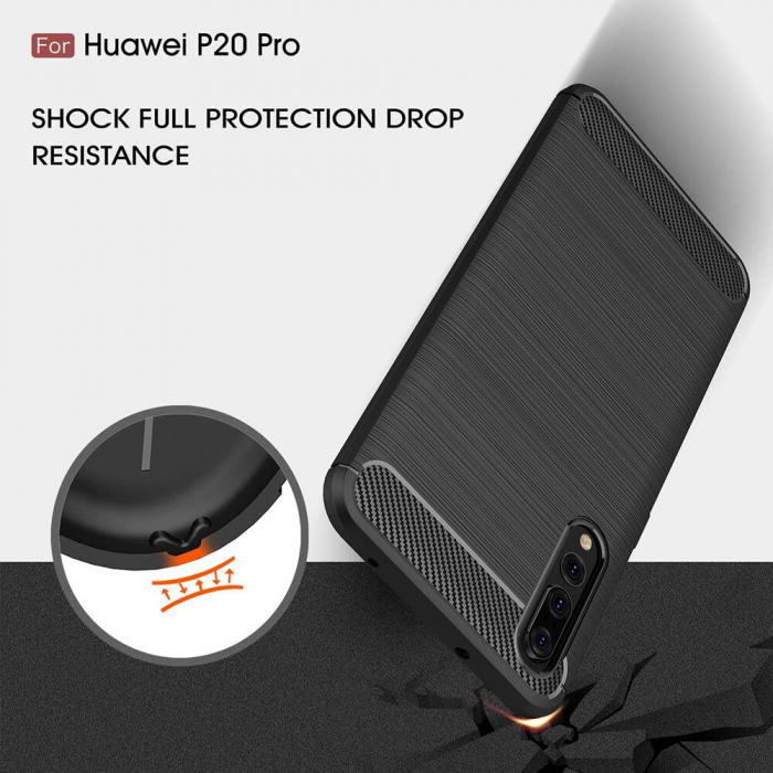 Husa Carbon Silicone pentru Huawei P20 Pro, Negru [7]